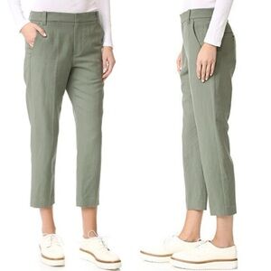 Vince Green Cropped Straight Leg Cotton Linen Blend Trousers size 4 Small